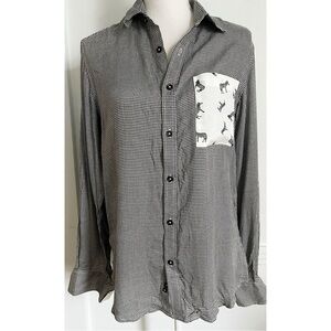 Unbranded • Black White Plaid with Zebra Pocket Blouse